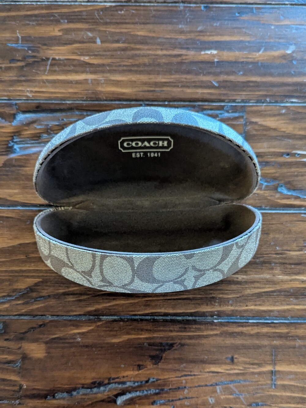 Coach Signature Tan Brown Glasses Case